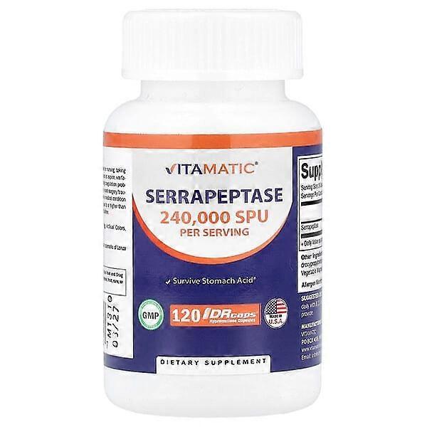 Vitamatic, Serrapeptase, 120 DRcaps Hypromellose Capsules (120,000 SPU per Capsule)