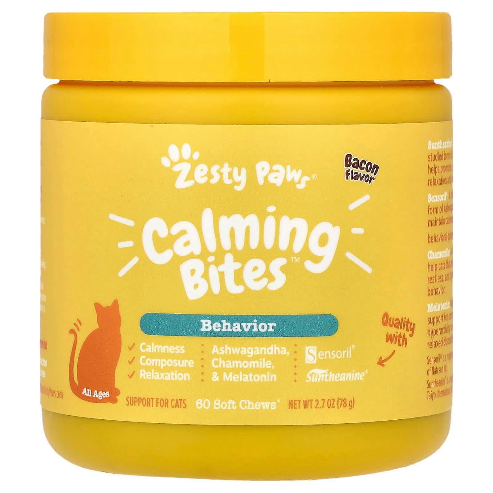 Calming Bites, For Cats, All Ages, Bacon, 60 Soft Chews, 2.7 oz (78 g)