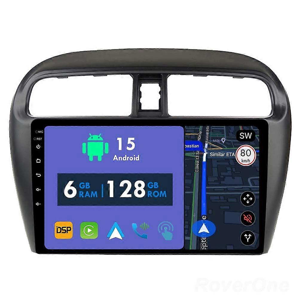 Car Radio 6G+128G CarPlay GPS Navigation Head Unit for Mitsubishi Mirage 6 2012 - 2018 Android Auto Bluetooth Stereo Touch Screen