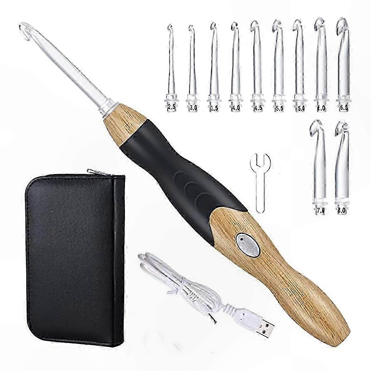 11-in-1-LED-Häkelnadel-Set mit Licht, wiederaufladbar über USB, zum Handweben und Nähen