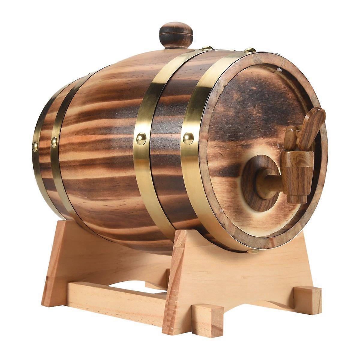 Oak Barrel, 1.5 L / 3 L Oak Storage Barrel Built-in Foil Liner,C