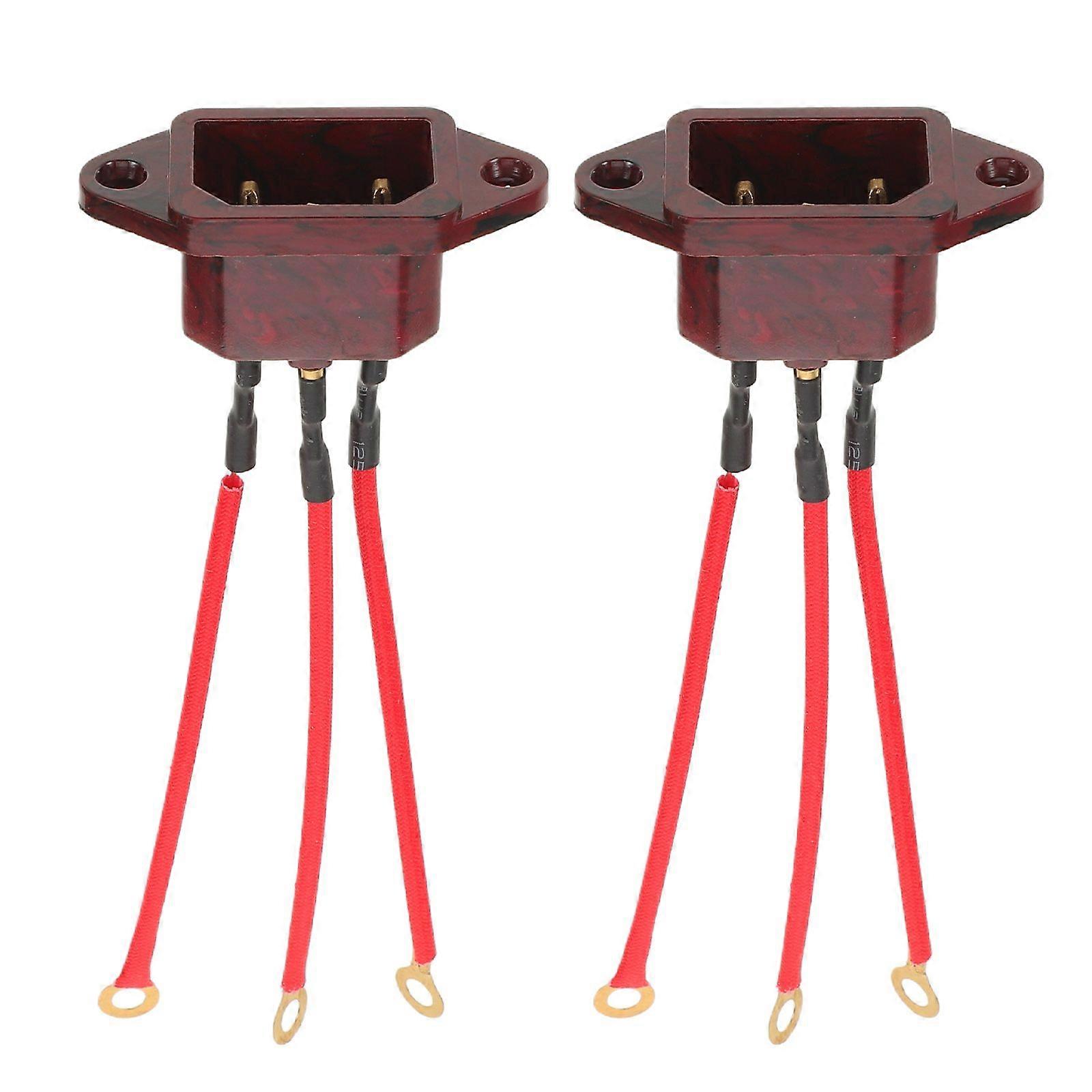 2pcs Panel Mount Plug Adapter 3 Pins Socket Inlet Module Connector With Wires For Household Appliances Diy Kitchen Device Accessories