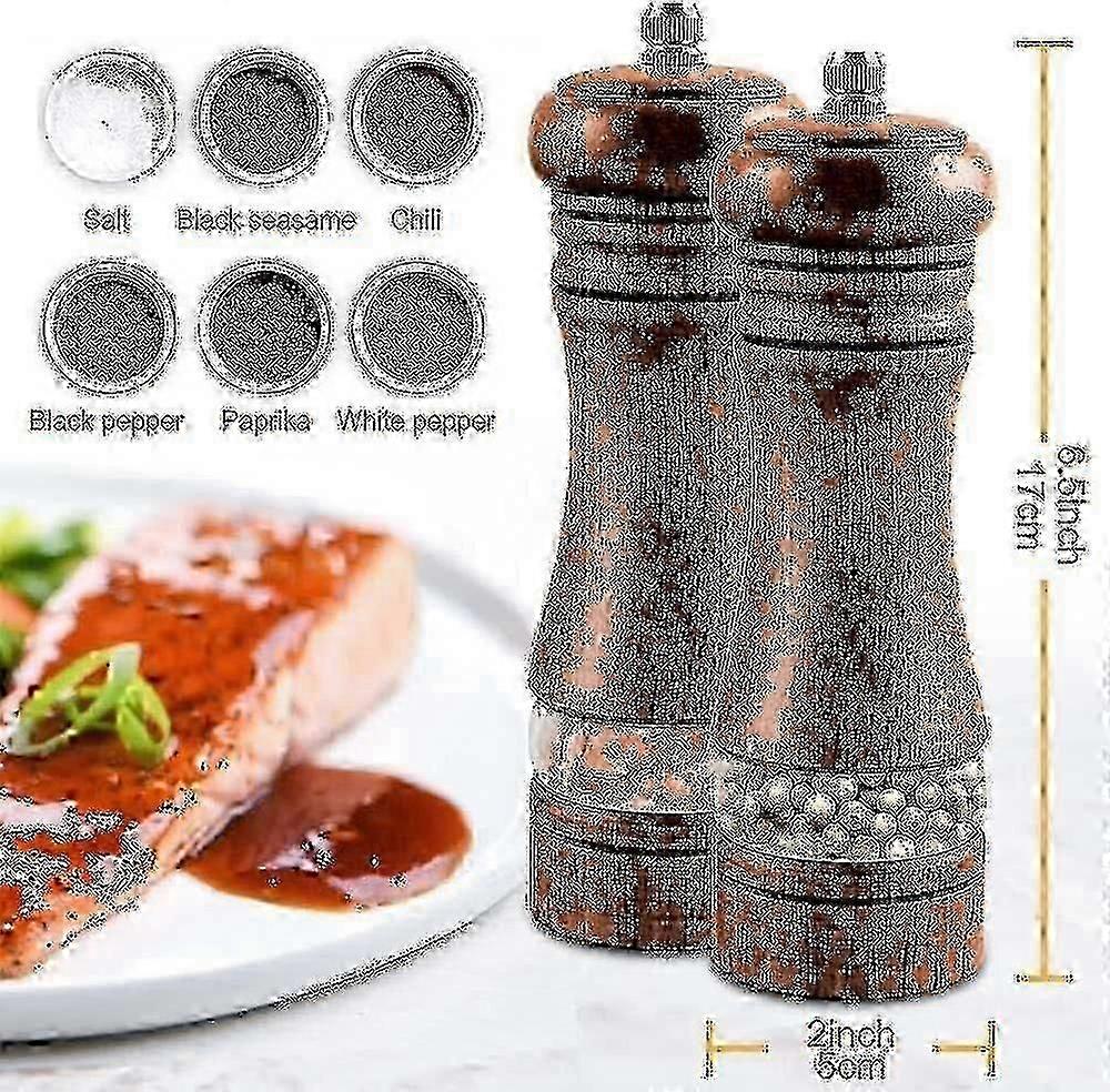 2 puisen suola- ja pippurimyllyn sarja, säädettävä