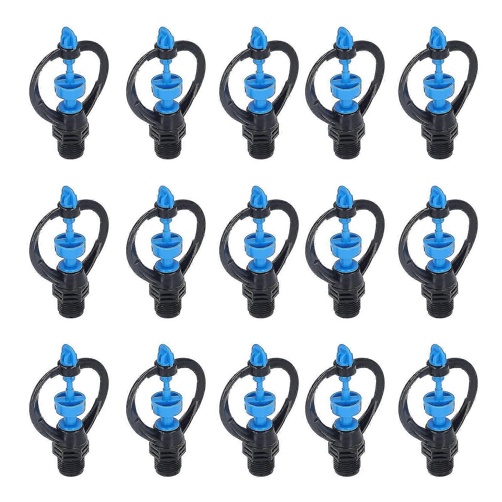 15Pcs Lawn Sprinkler Nozzle G1/2 External Thread 360° Automatic Rotation Mid Range for Lawn Garden Watering IrrigationRound Nozzle
