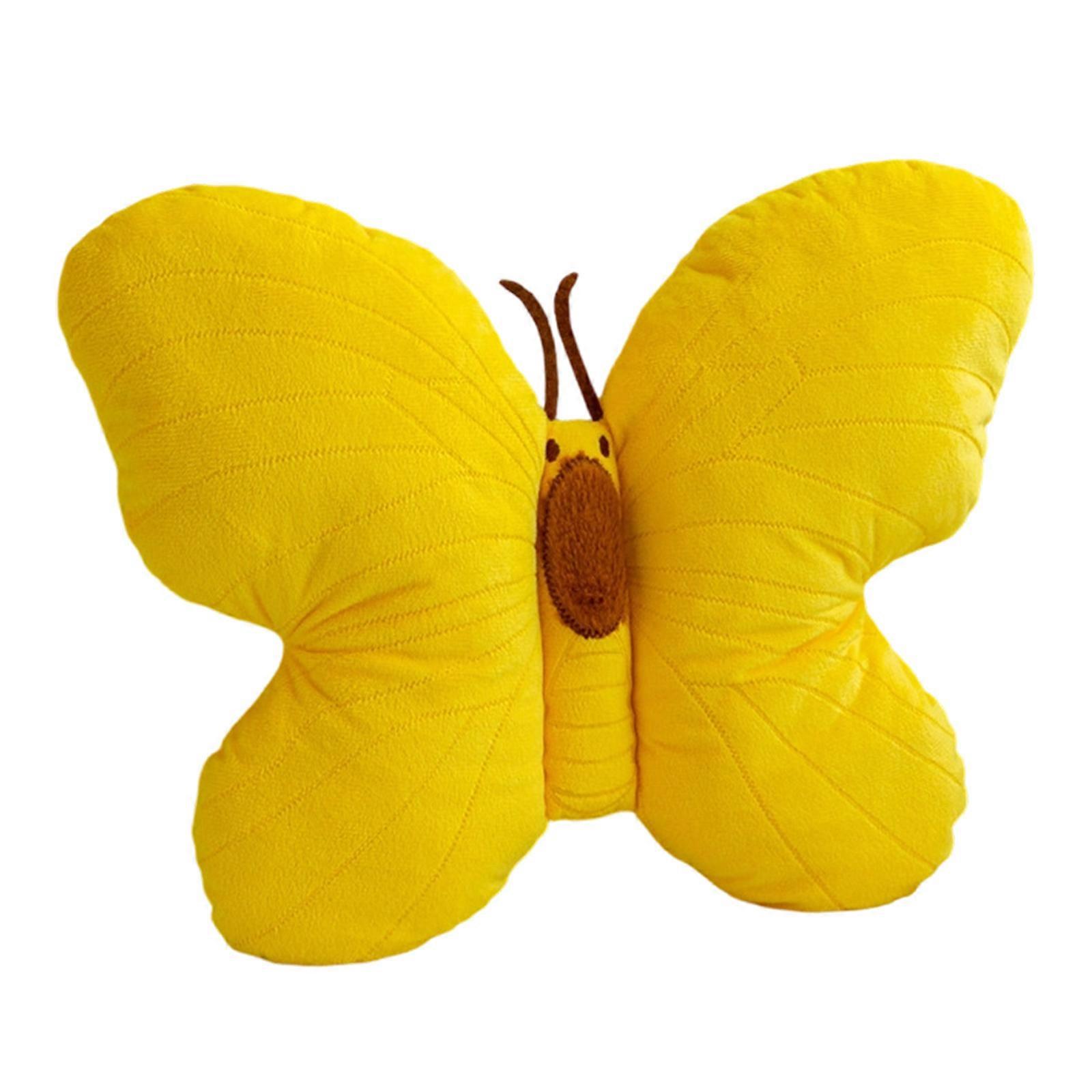 Butterfly Shape Pillow Soft Plushes Materials for Relaxing Reading Lounging  Yellow