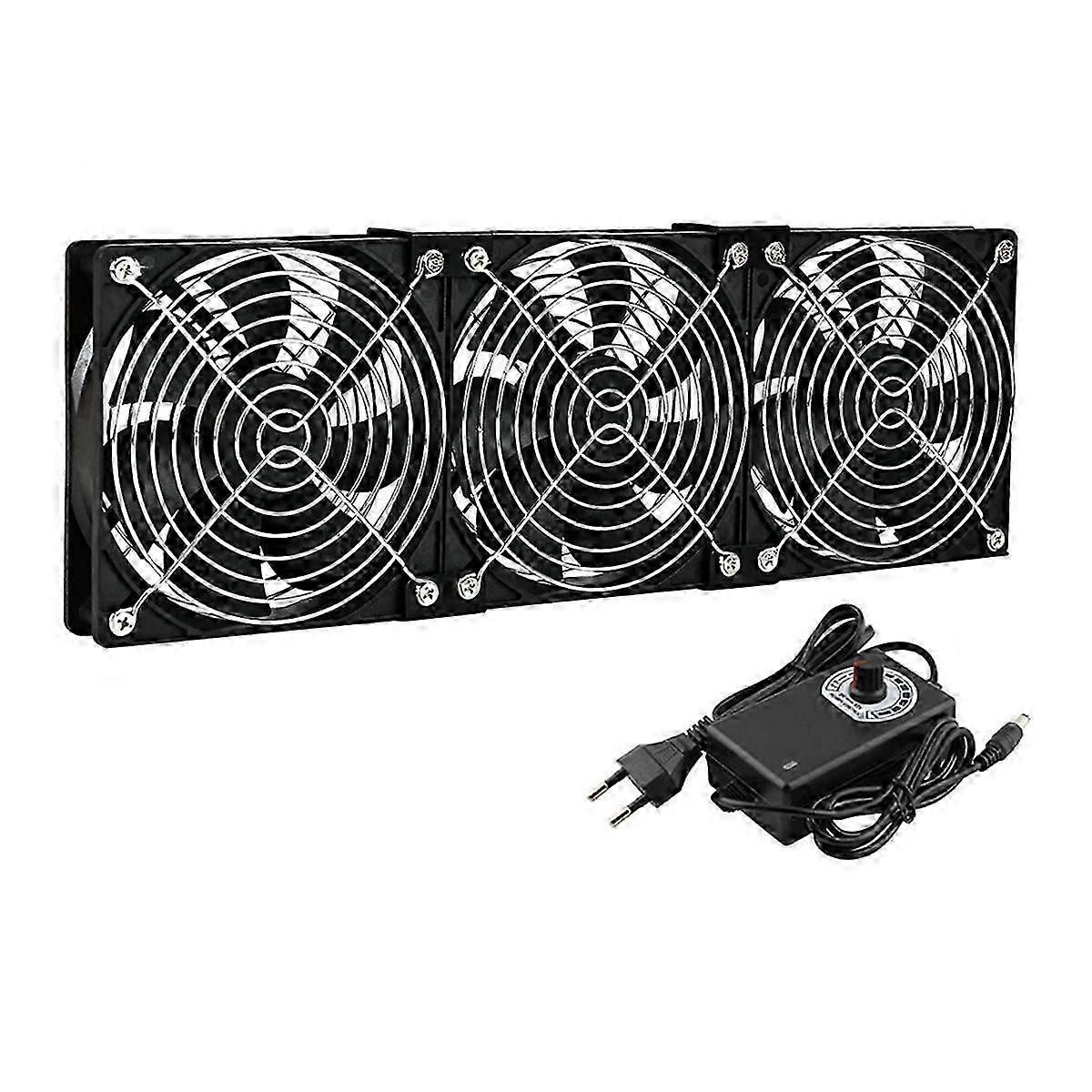 3x120mm Computer Fan With Ac 100v-240v Speed Controller For Cabinet Cooling Server Workstation Cooli