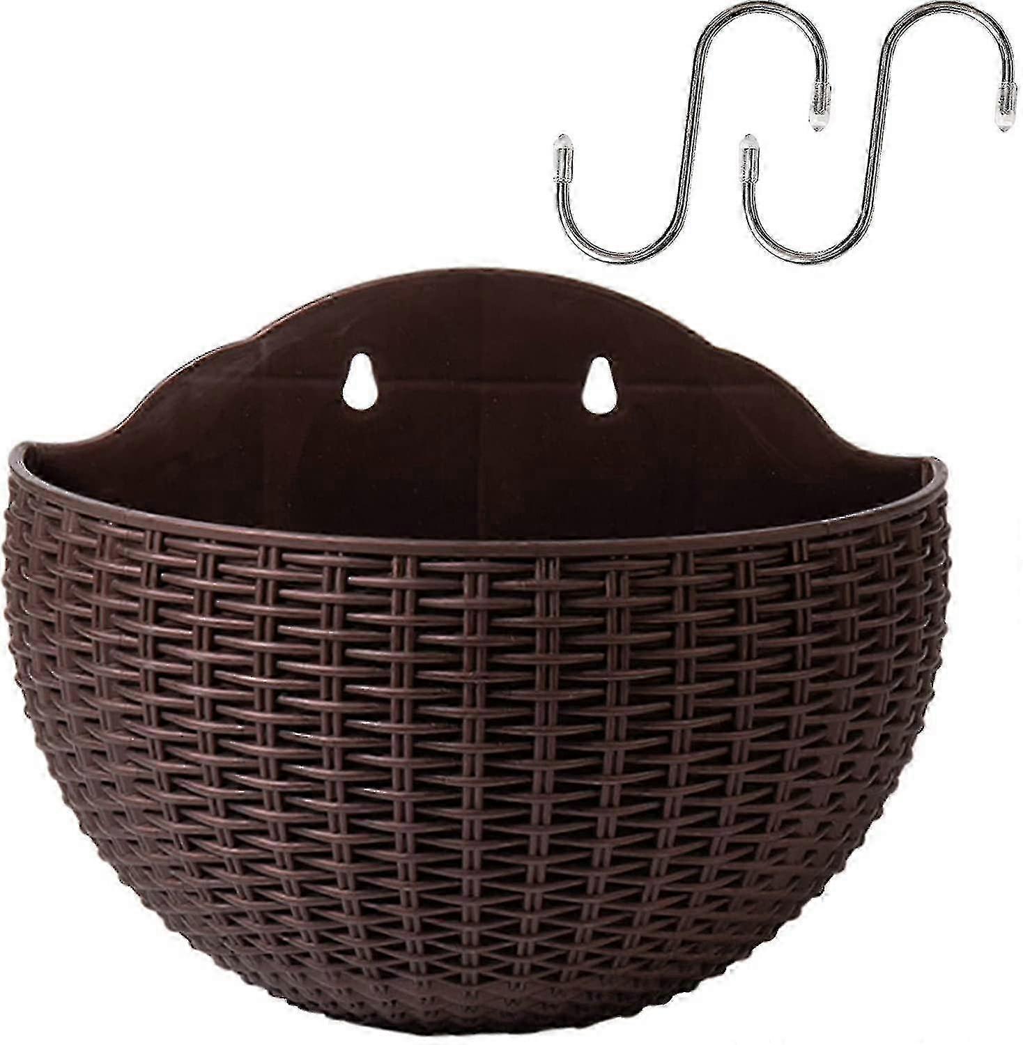 Wall mounted plastic pot with hooks for hanging flowers