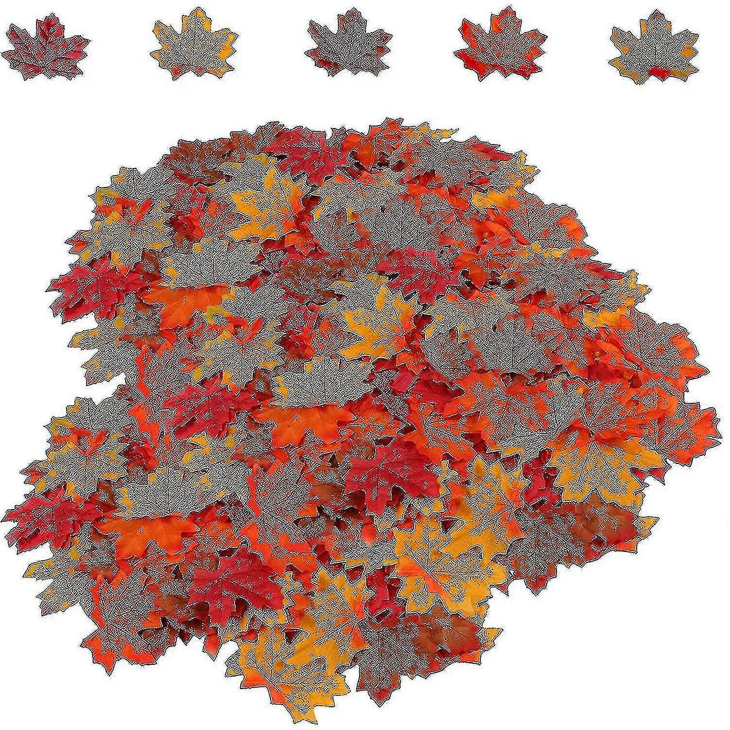 500pcs Artificial Maple Leaves 5 Assorted Mixed Fake Fall Maple Leaf