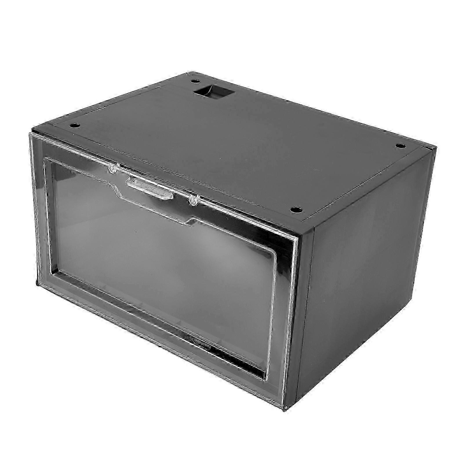 LED Shoe Box Voice Control Transparent Door Stackable Sneaker Storage Display Case for Home Shopping Mall Black A-B