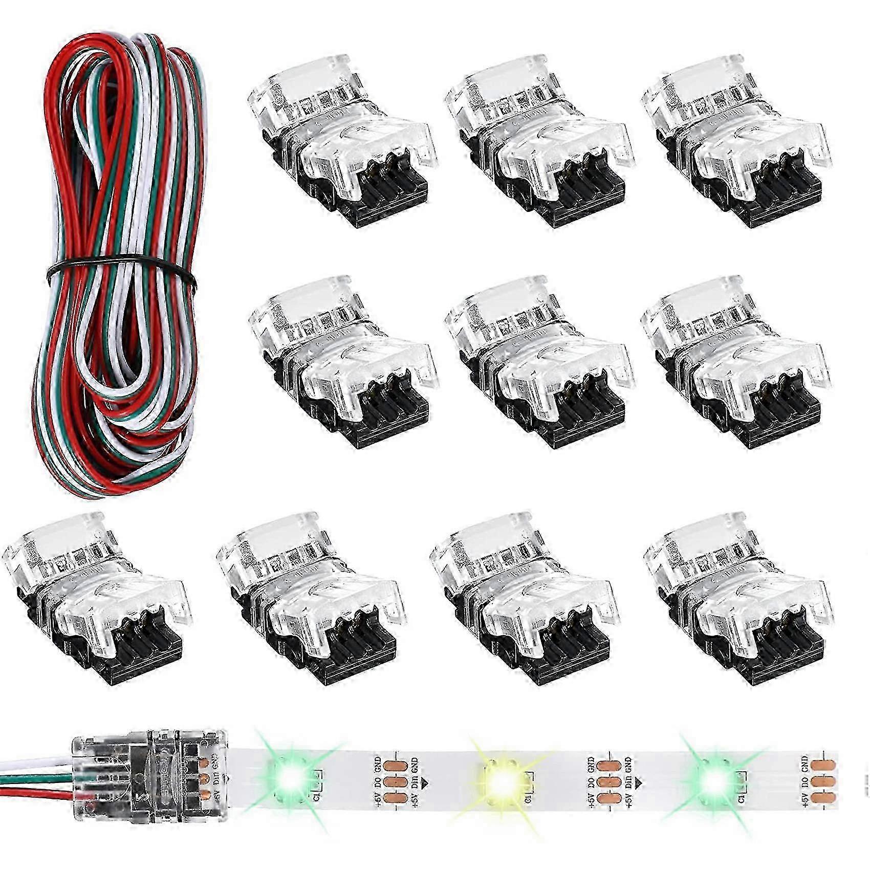 Durable 10mm LED Strip Connectors 3 Pin - 11Pcs Multi-Purpose