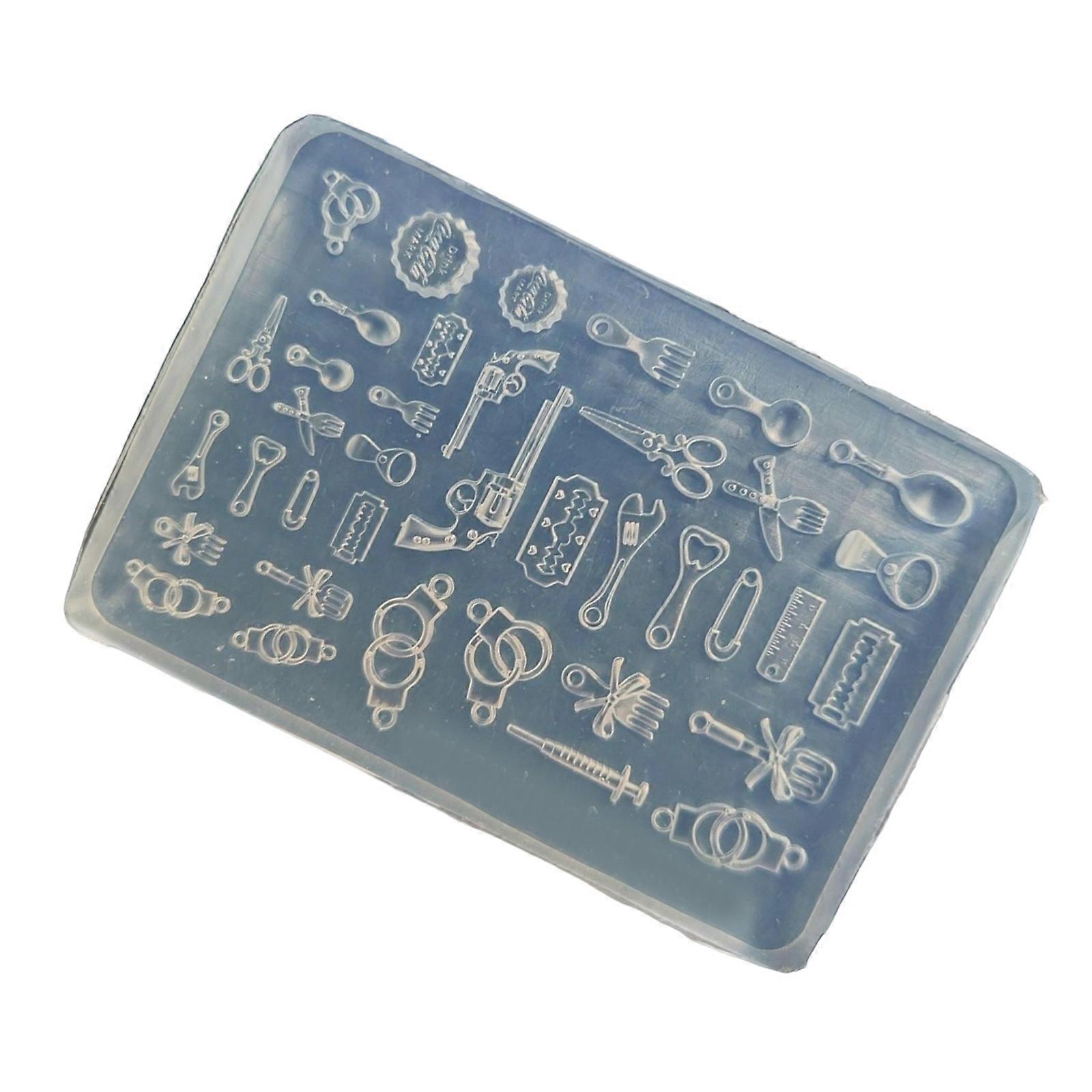 Versatile Silicone Crafting Tool With Scissors Handcuff Spoon Template For Baking Jewelry Resin Projects Multicolor