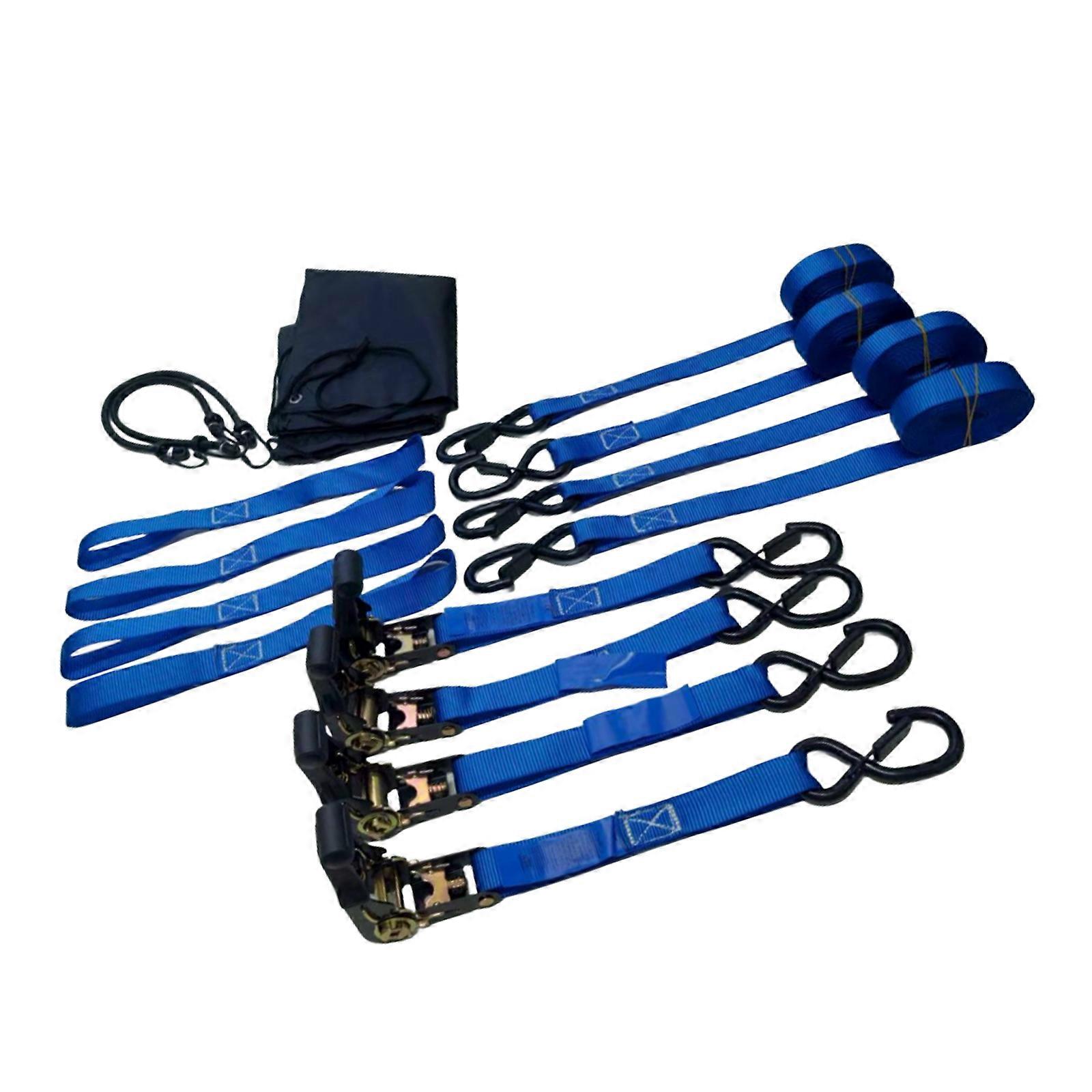 Ratchet Straps 2200Lbs Tensile Strength Ergonomic Soft Grip Handles Quick Connect Hooks Vehicle Securing Multicolor