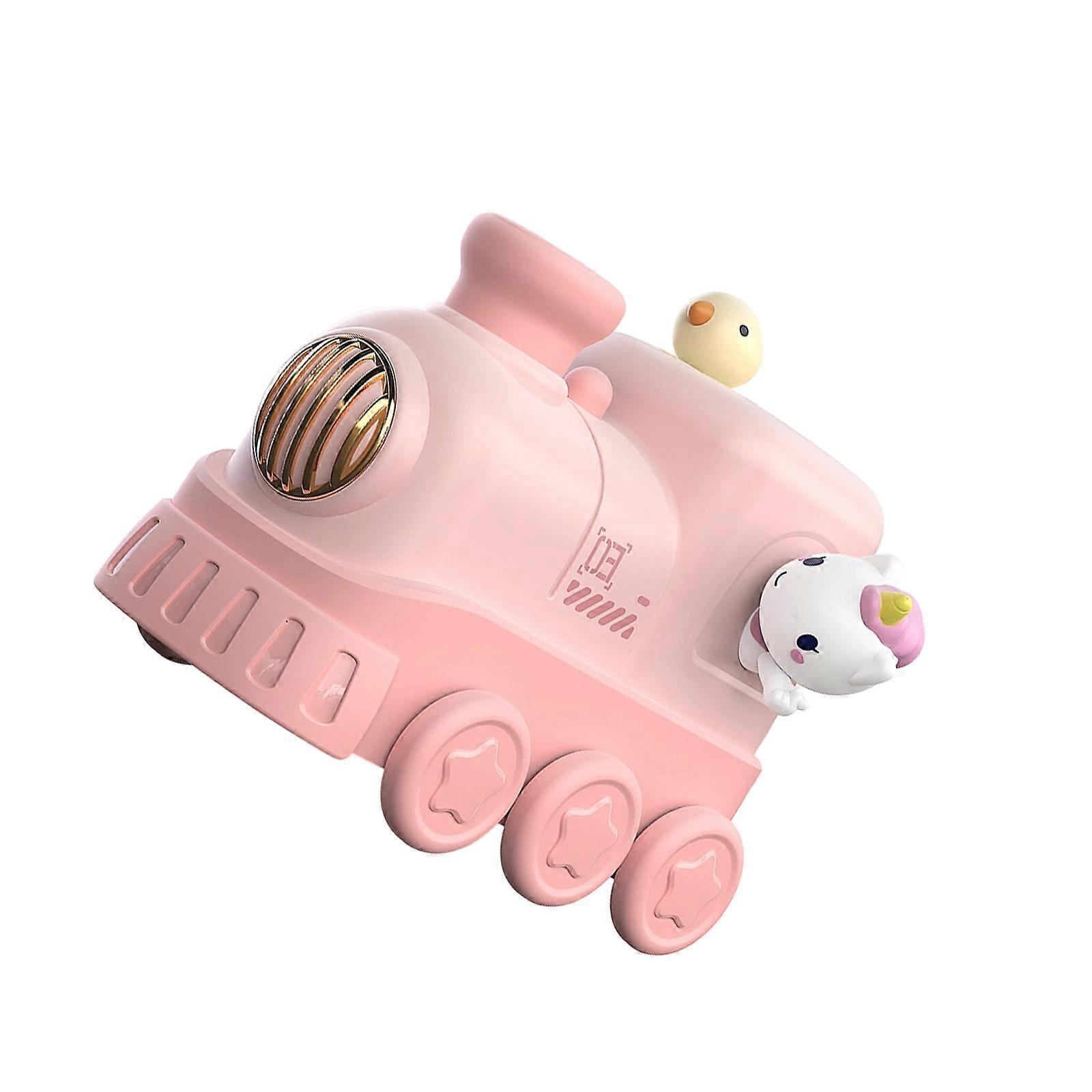 Cool Mists Humidifier Cartoon Train with Colorful Night Light Design Quiet Operation for Office Desk Nursery Room  Pink