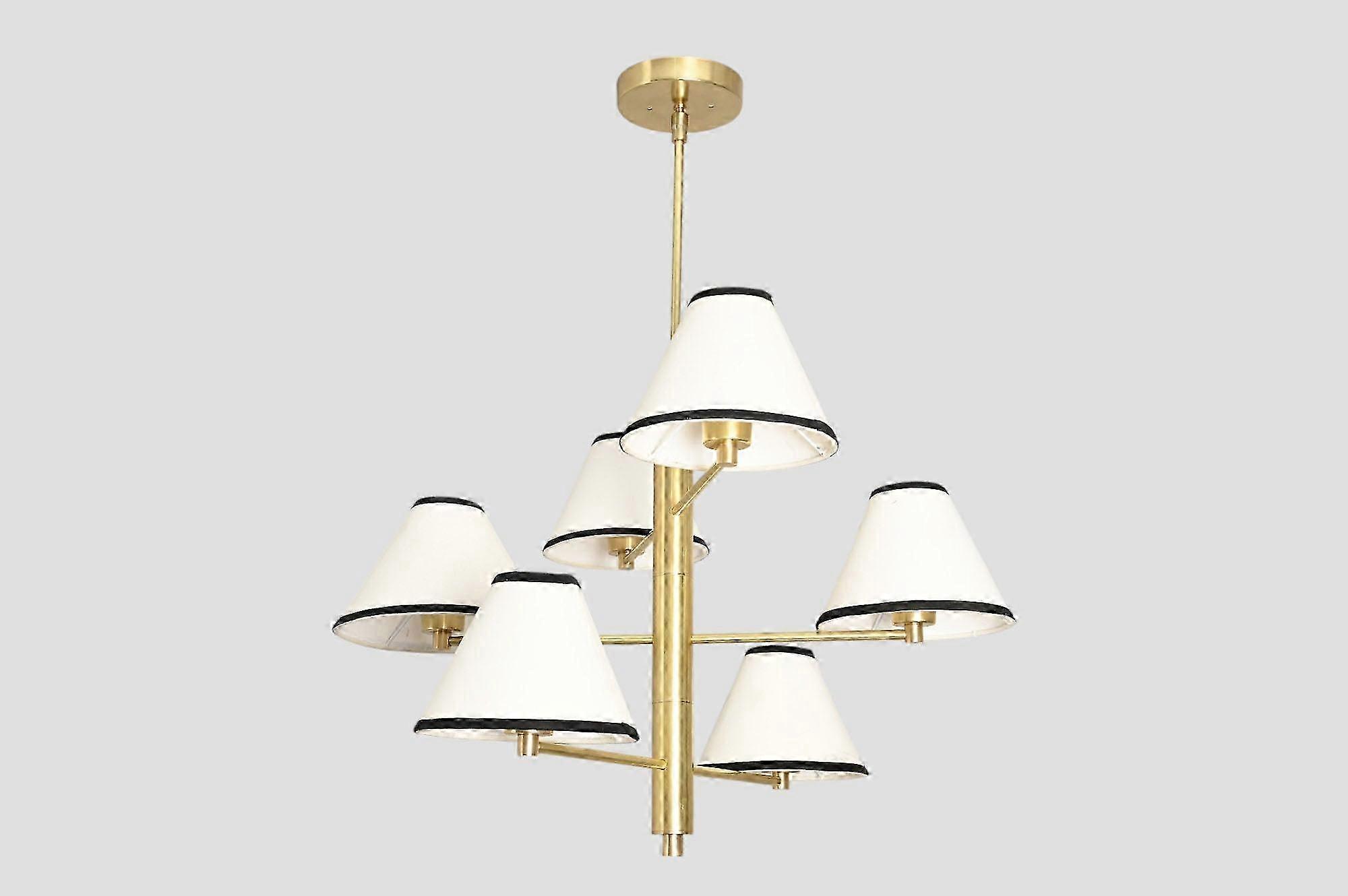 Handmade Mid-century Brass Wall Light – Sleek Cone Shape, Cloth Shade