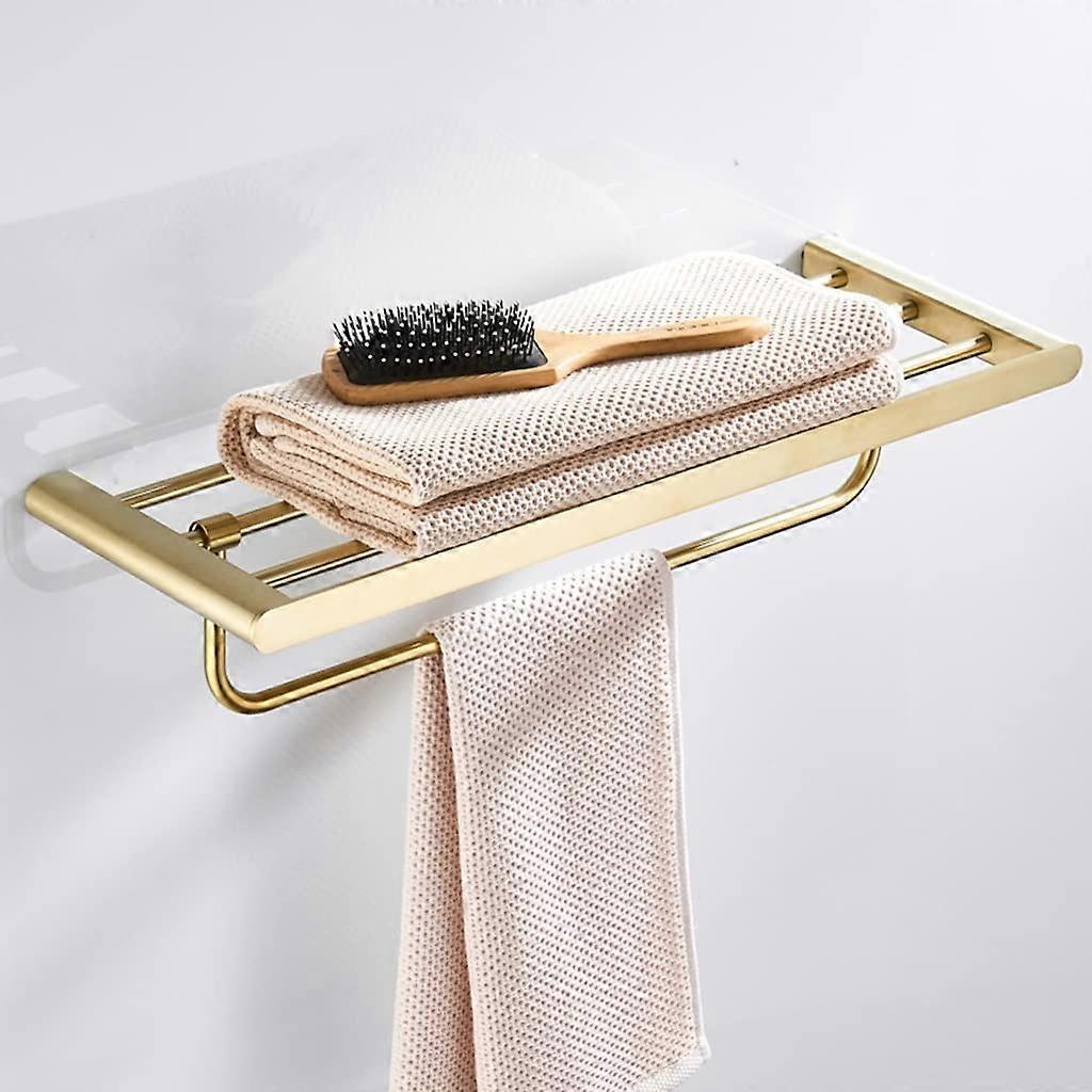 Towel Rack 60cm Wall Mounted Bathroom Shelf with Nordic Brushed Finish for Bath and Toilet