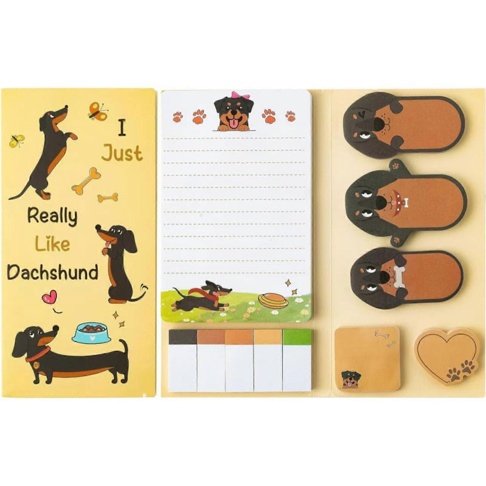 Creative Shape Stickier Note Set With Strong Adhesive Backing Durability Recycled Paper For Students Professionals  Dachshund theme