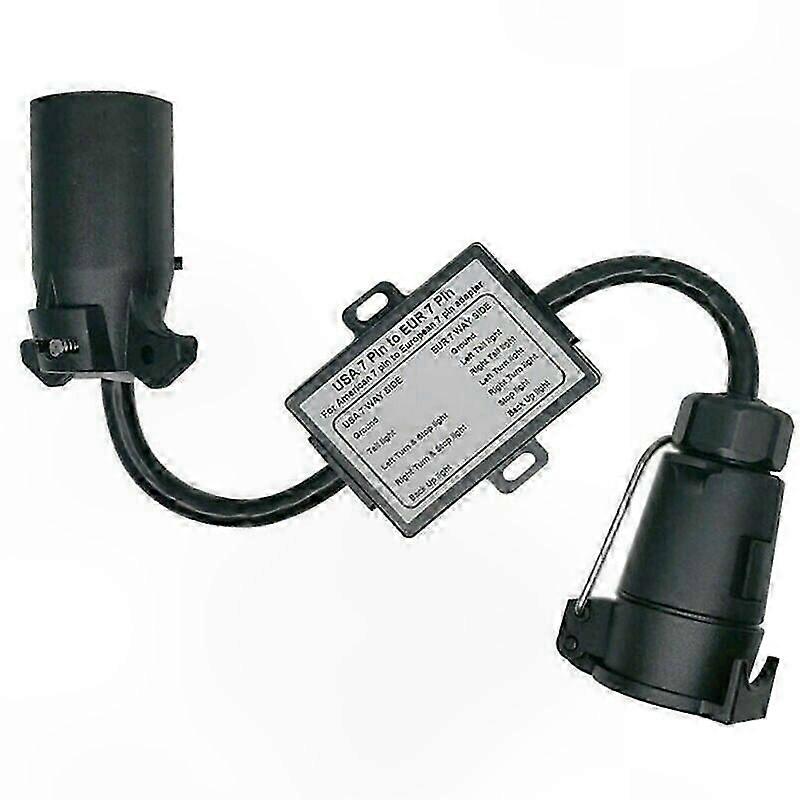 Adapter for US 7-Way Blade to EU 7-Pin Round Trailer Light Connection