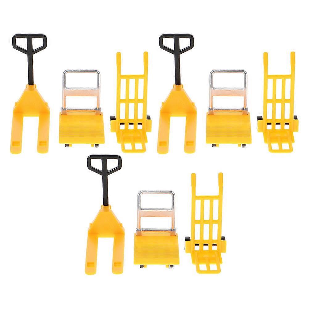 Miniature Hand Trolley Forklift Platform Cart Models Traffic Education Playtime Learning Activities Smooth Edges 3 Sets