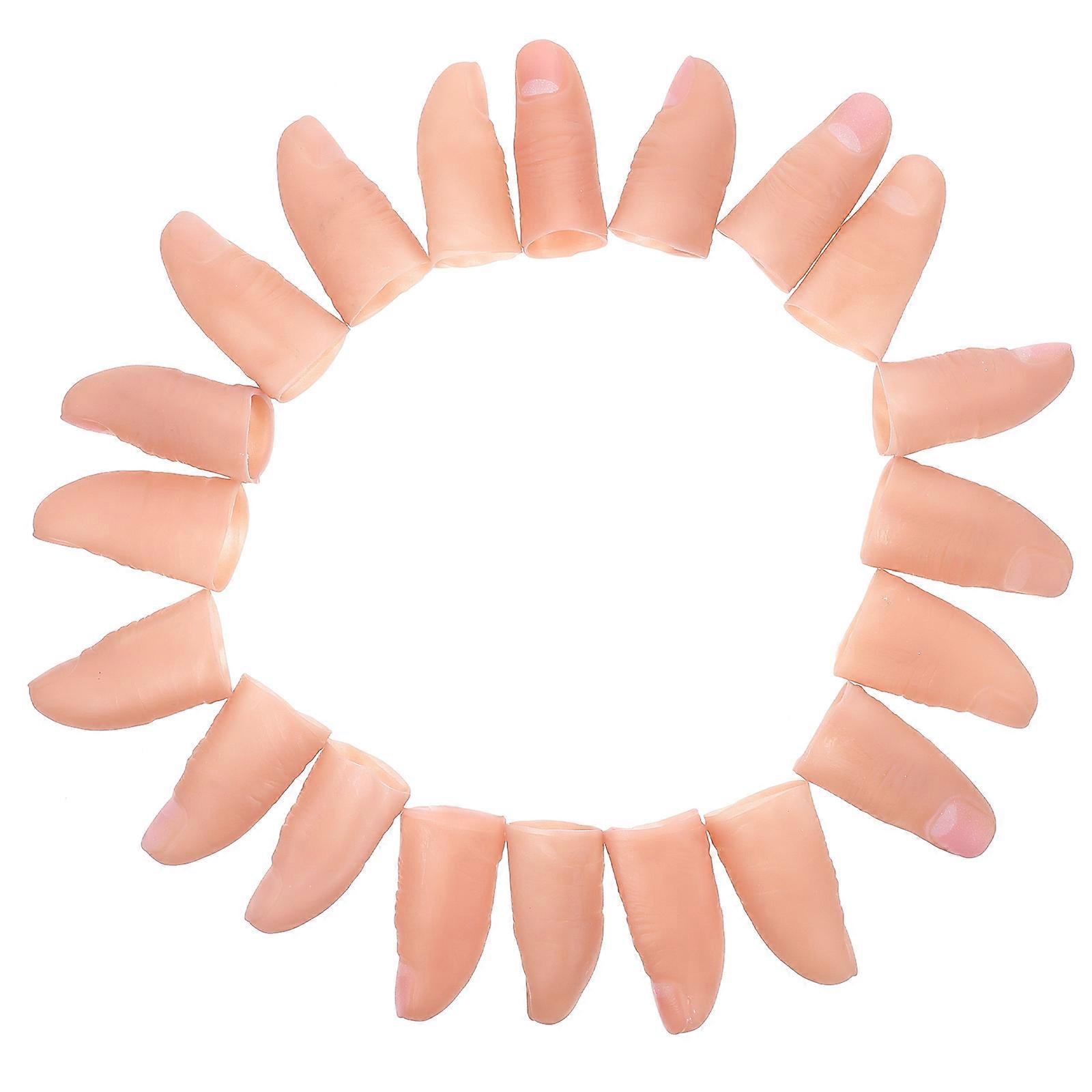 Performance Finger Artificial Thumb Tips for Party Games Beige Soft Material 20Pcs