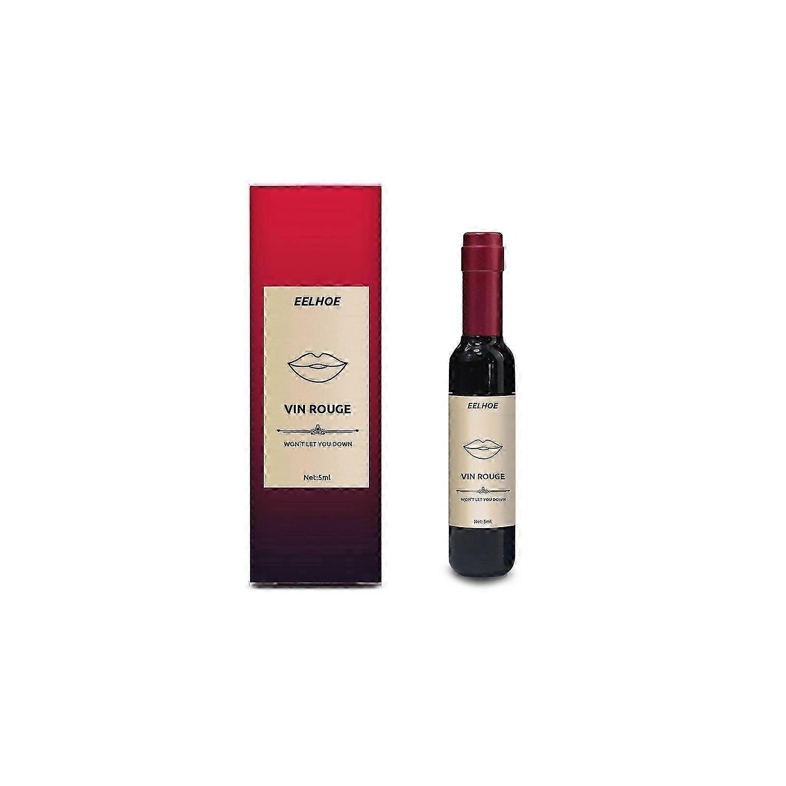 Vin Rouge Lip Tint, NonStick Cup Color Development Portable Waterproof NonFading Moisturizing Red Wine Bottle Lip Glaze