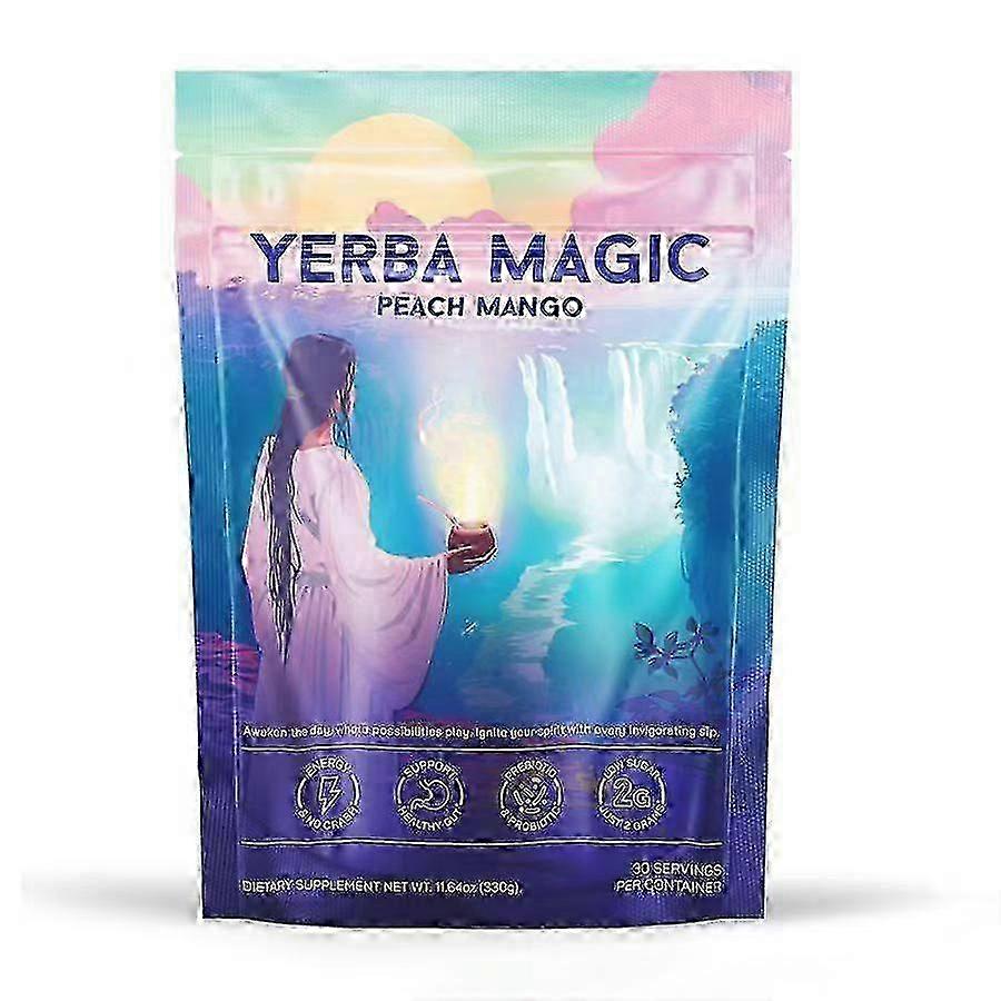 يربا ماجيك |Yerba Mate مسحوق الشاي الفوري | نكهة الخوخ والمانجو | 30 حصة
