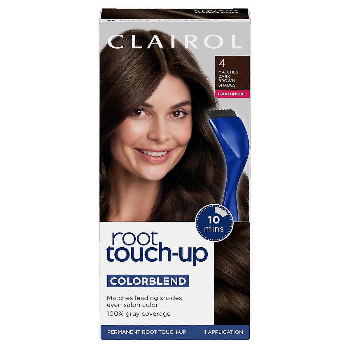 Clairol Nice'n Easy Root Touch-up Permanent Hair Color Kit, 10 Mins, 100% Gray Coverage - 4 Dark Brown, 1 Kit