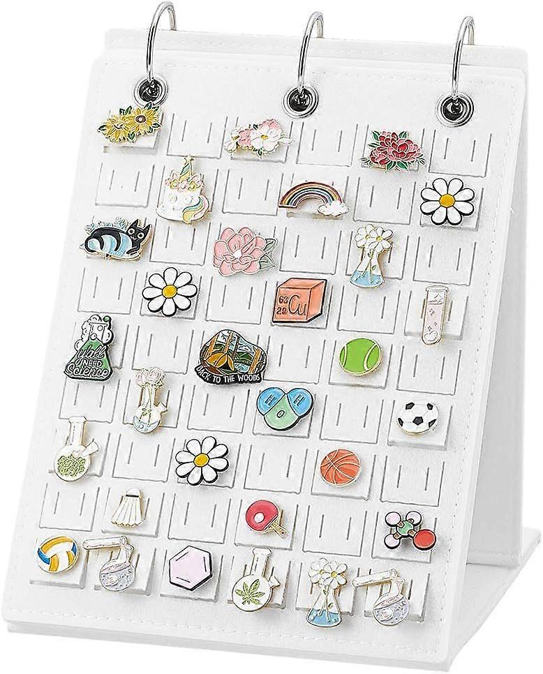 5Pcs Wool Felt Pin Display Pages White 3-Ring Brooch Display Holder for Pin Collection Storage Office Home Brooch Pin Display Decoration 10.4x7.8x0.17