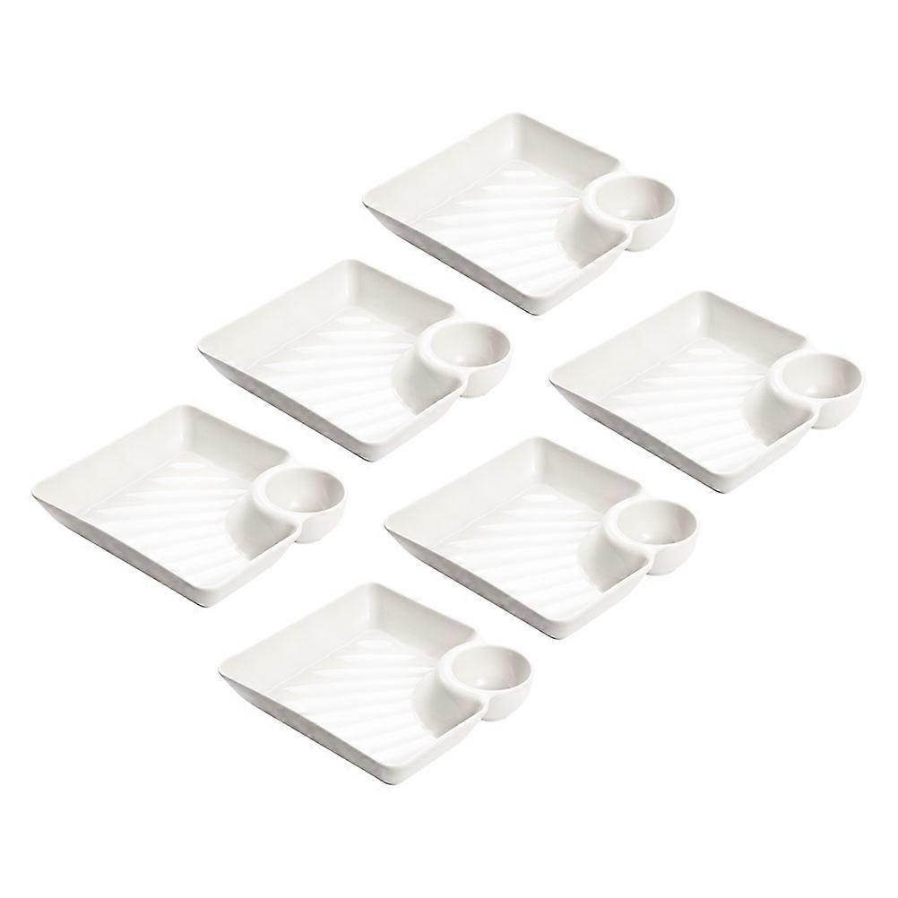 Snack Serving Tray Dumpling Plate with Dipping Saucer for 6Pcs Kitchen