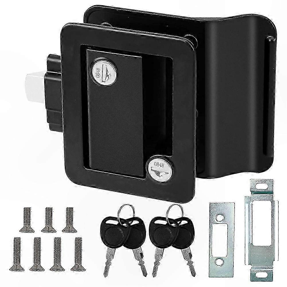 Travel Trailer Door Lock with Paddle Handle and Deadbolt, Secure RV Entry Latch for Cargo and Horse Trailers