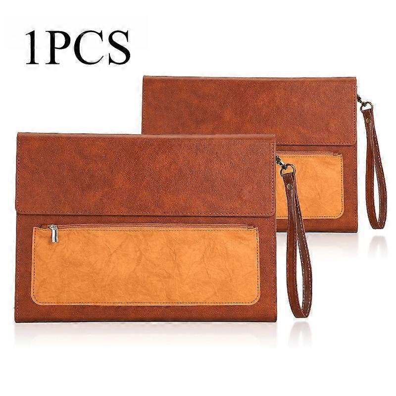 1PCS Leather A4 Document Bag Thickened File Folder Large Capacity Storage for Office Home Use