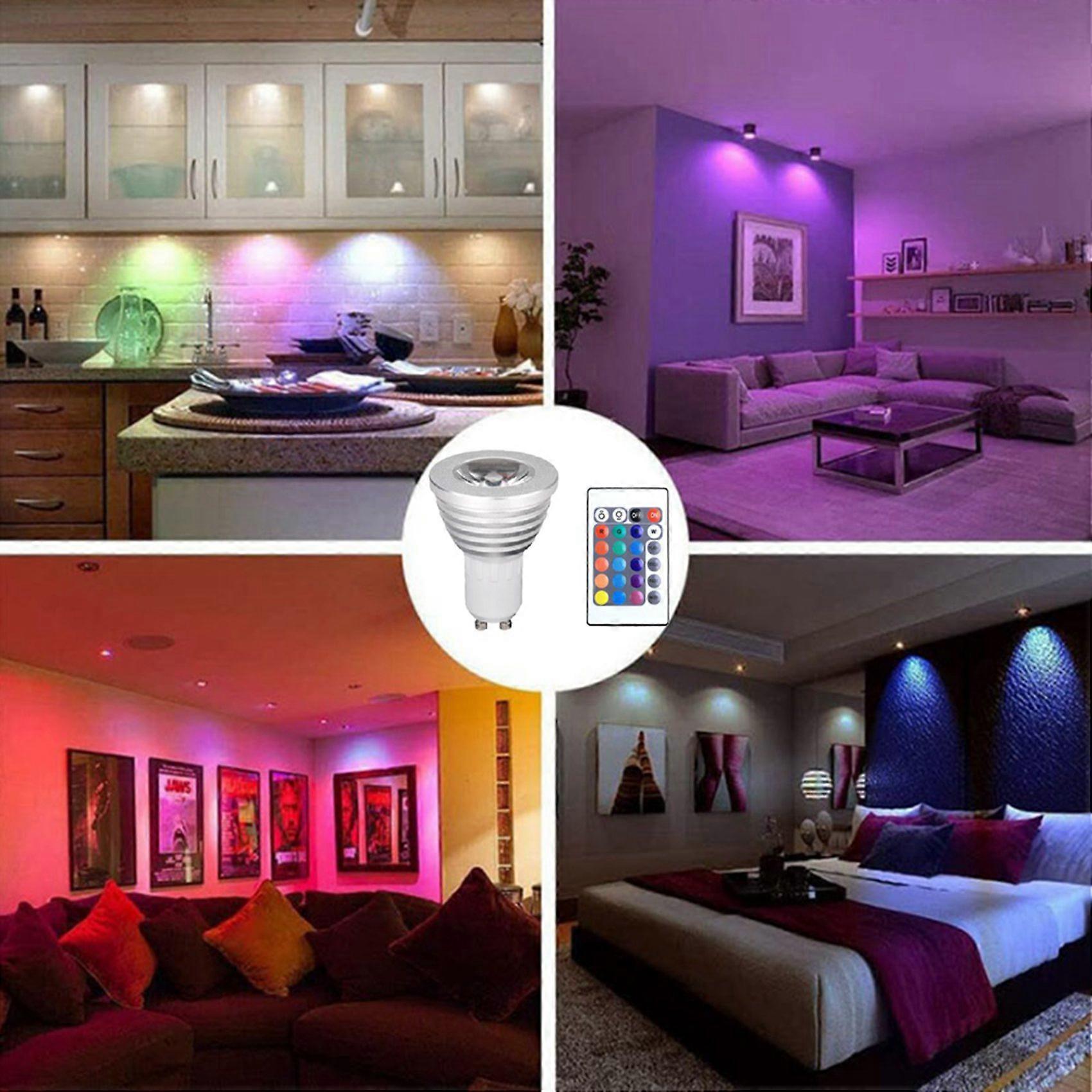 8pcs GU10 Bulbs and 1remote Control with Memory Function 4dynamic Lighting Modes Spotlight 17colors Changeable Spotlight