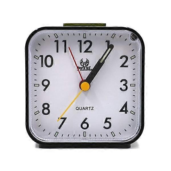 Silent analog alarm clock, bedside clock, square table clock, quartz alarm clock with snooze and lighting black