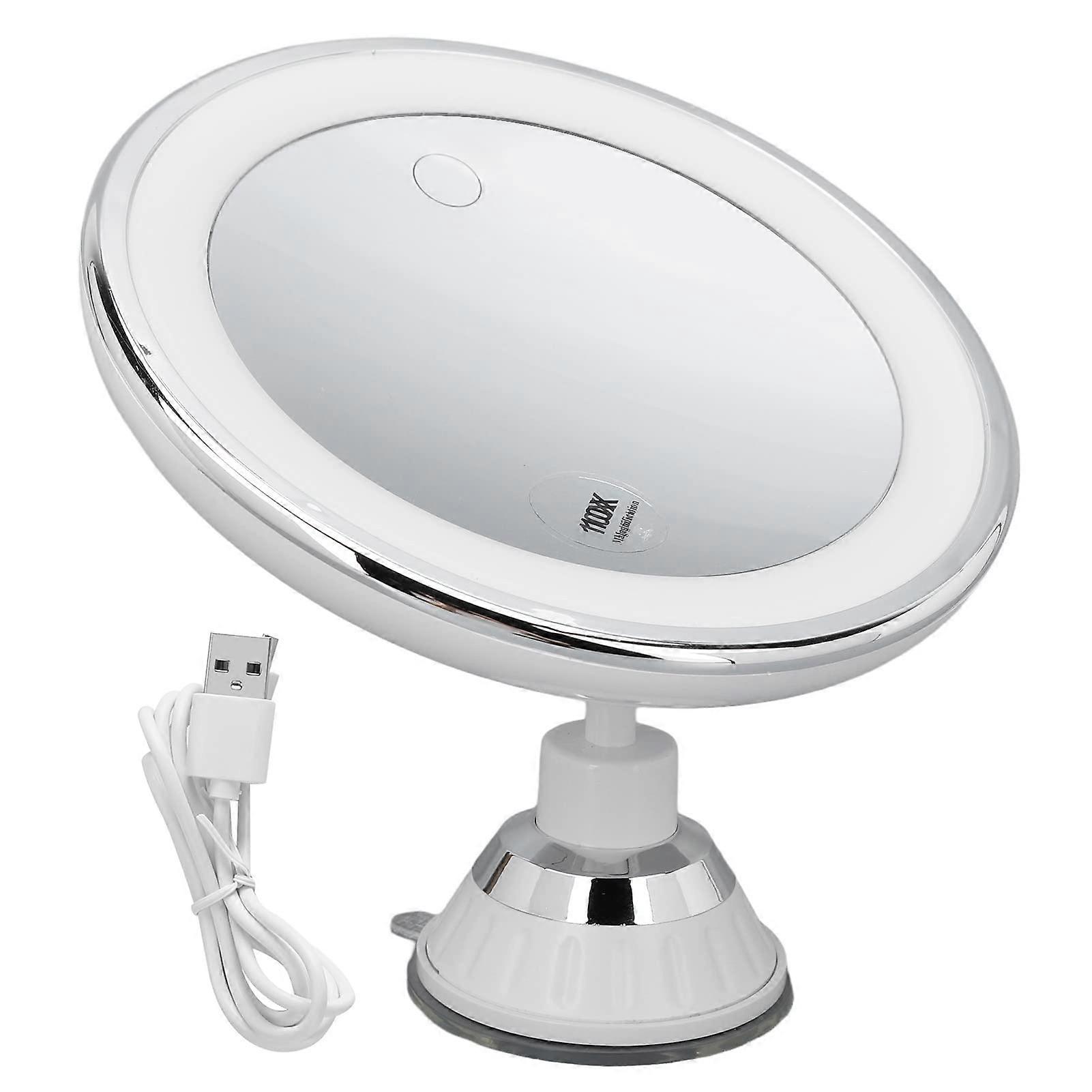 10x Magnifying Makeup Mirror with LED Lights, 3 Color Modes, 360° Rotation and Suction Cup