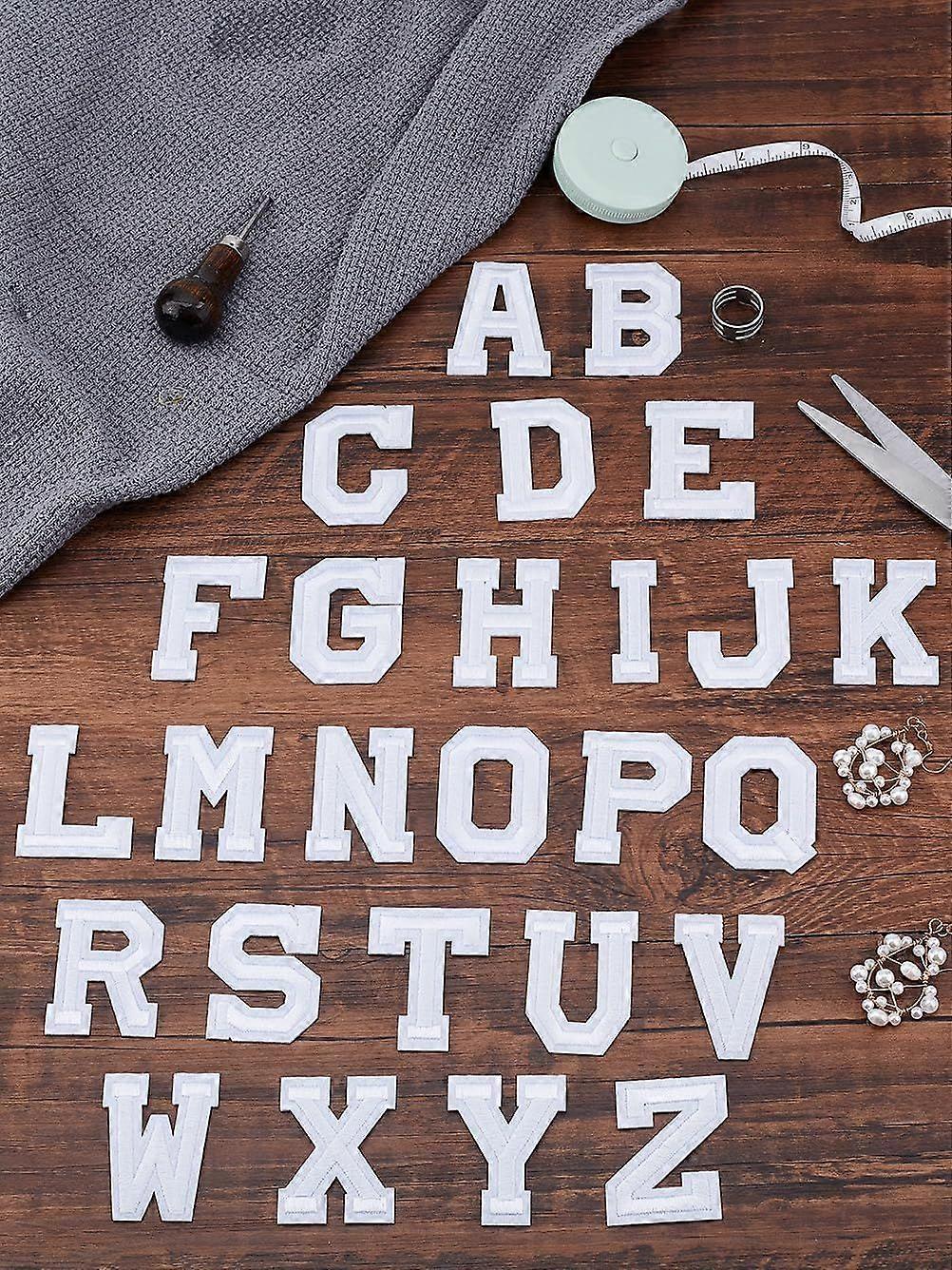1Set 26Pcs White Embroidery Cloth Iron on/Sew on Patches A-Z Patches Alphabet Patches Iron on Letters Patches for Clothes Dress Hat Jeans DIY Accessor