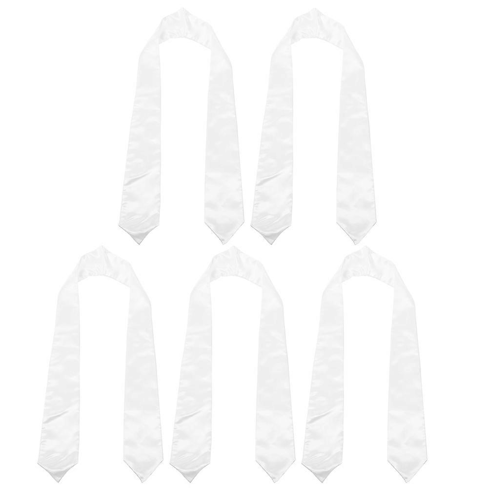 Graduation Sash White Polyester Graduation Stoles for Ceremony 5Pcs Set