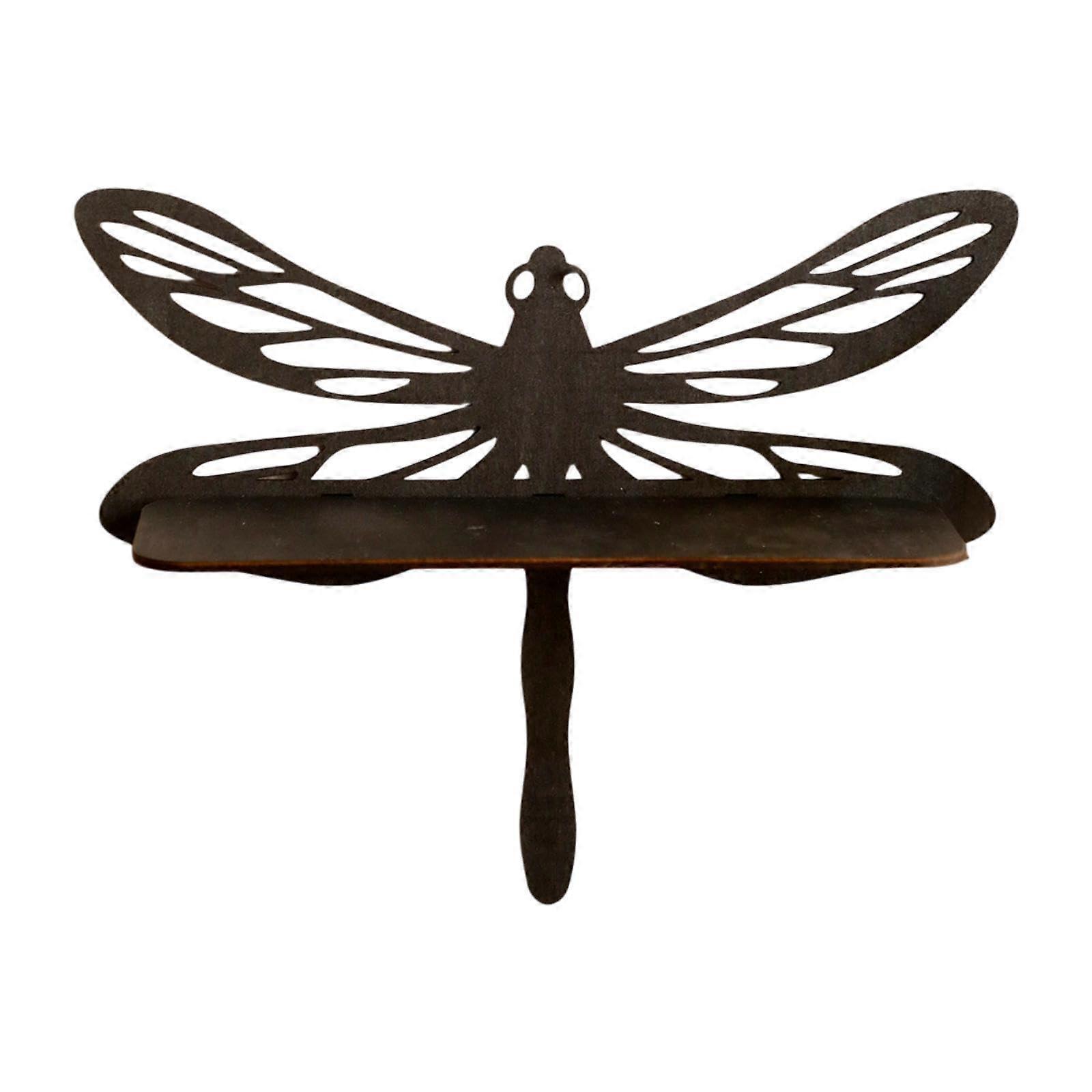 Dragonfly Floating Wall Shelf with Elegant Wooden Design and Built‑in Display Space for Home Decor