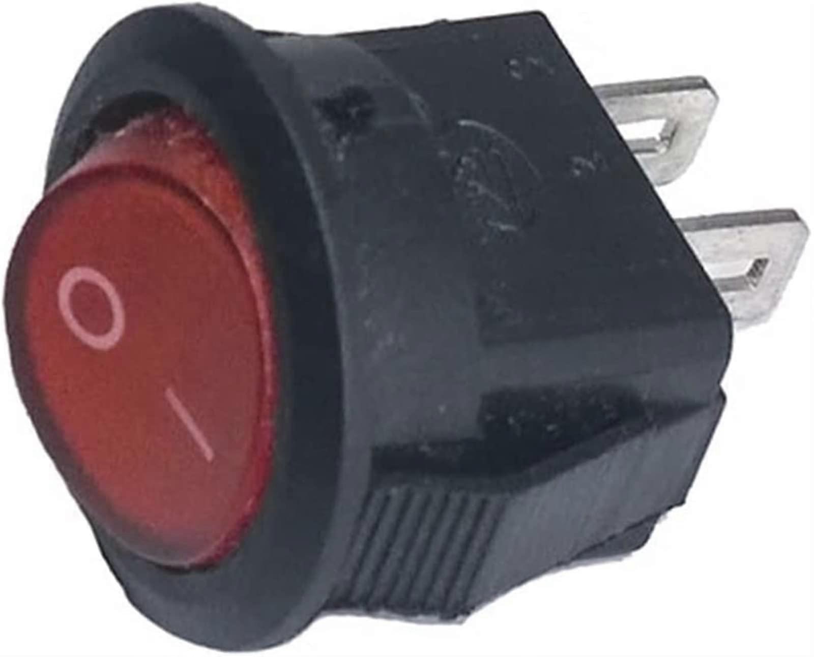 Rocker Toggle Switch 50pcs 16mm SPST 2Pin 250V 3A Round Snap-in ON Off Red Boat Switches for DIY Projects