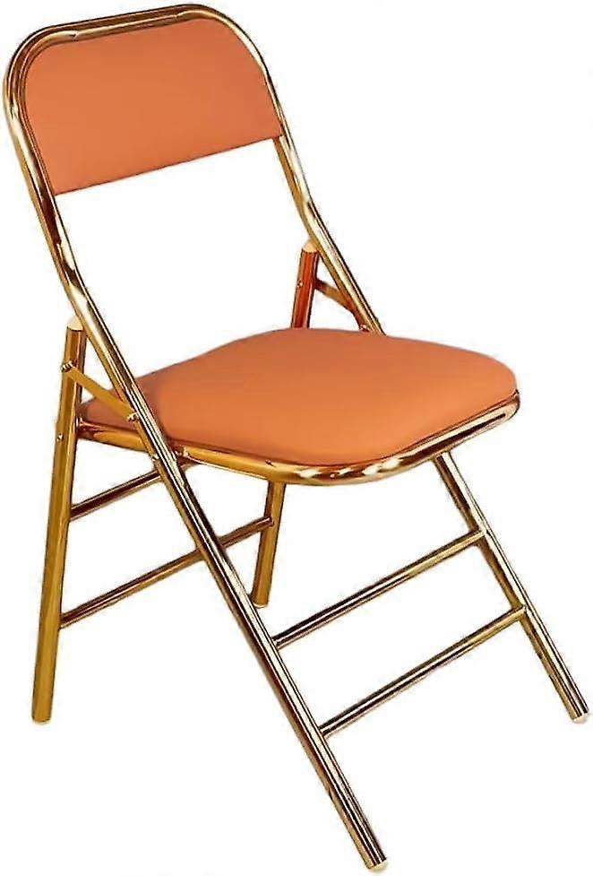 Folding Chair with Foam Seat and Backrest, Foldable Metal Frame for Indoor Outdoor Office Use Orange