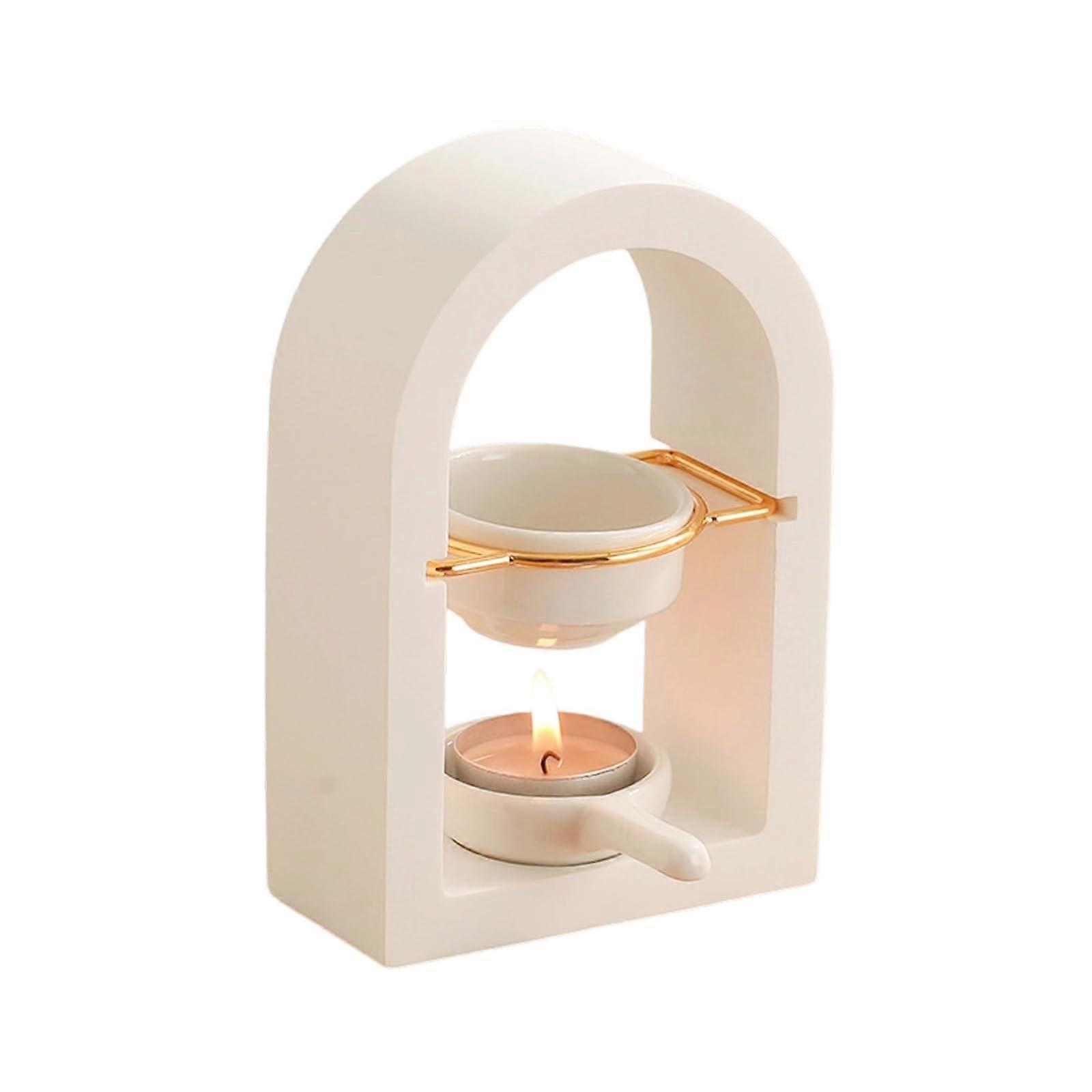 Essential Oil Burner Ceramic Diffuser for Aromatherapy with Spoon Soft Candlelight Glow Home Decor