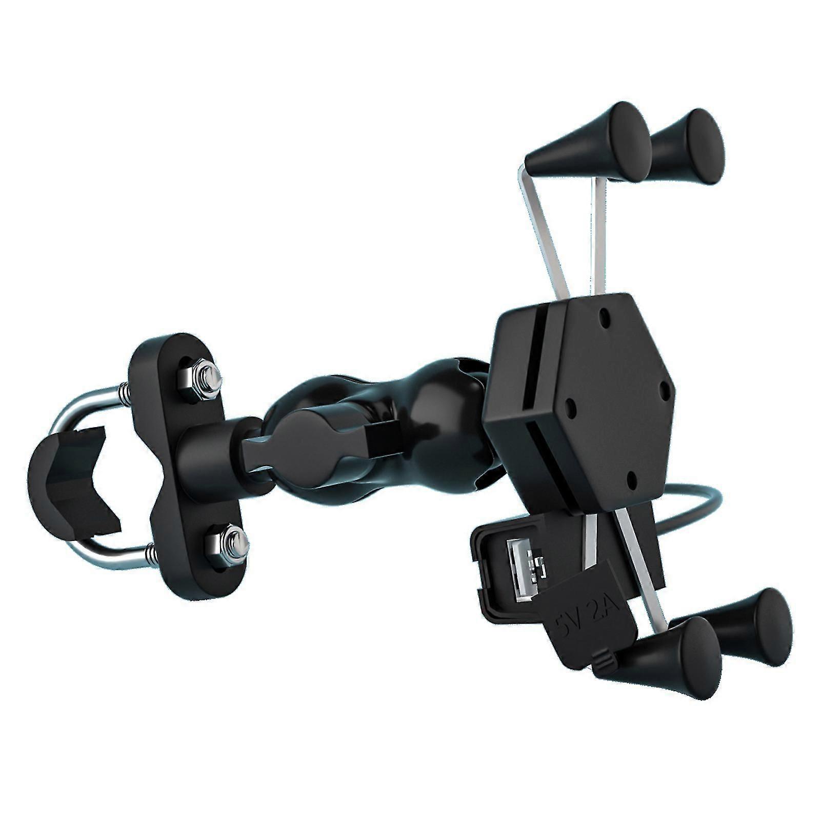 Motorcycle Phone Holder Cycling X-type Navigation Bracket Kit With Usb Charging