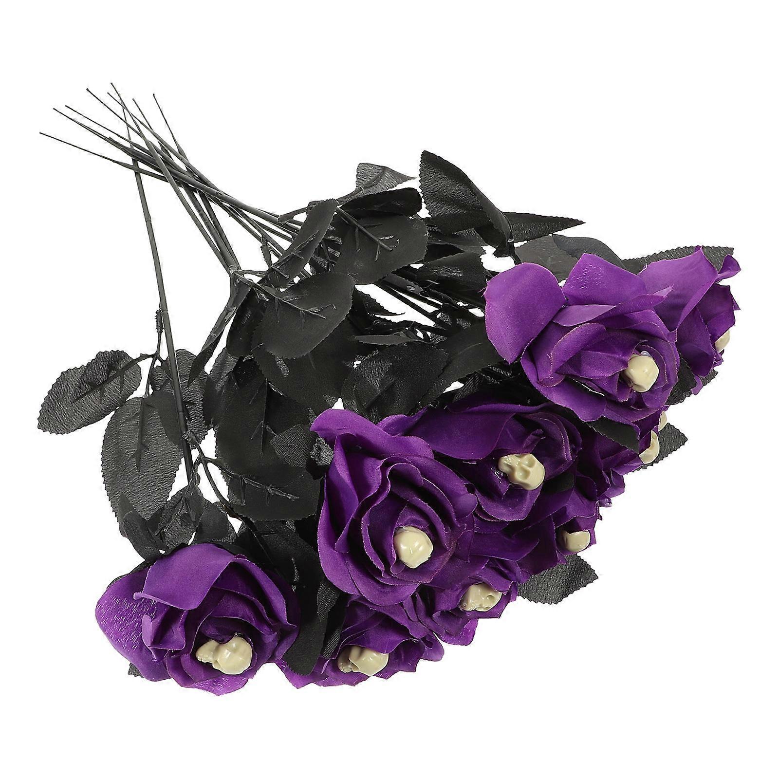 Artificial Skull Rose Flower for Halloween Decor with 10Pcs