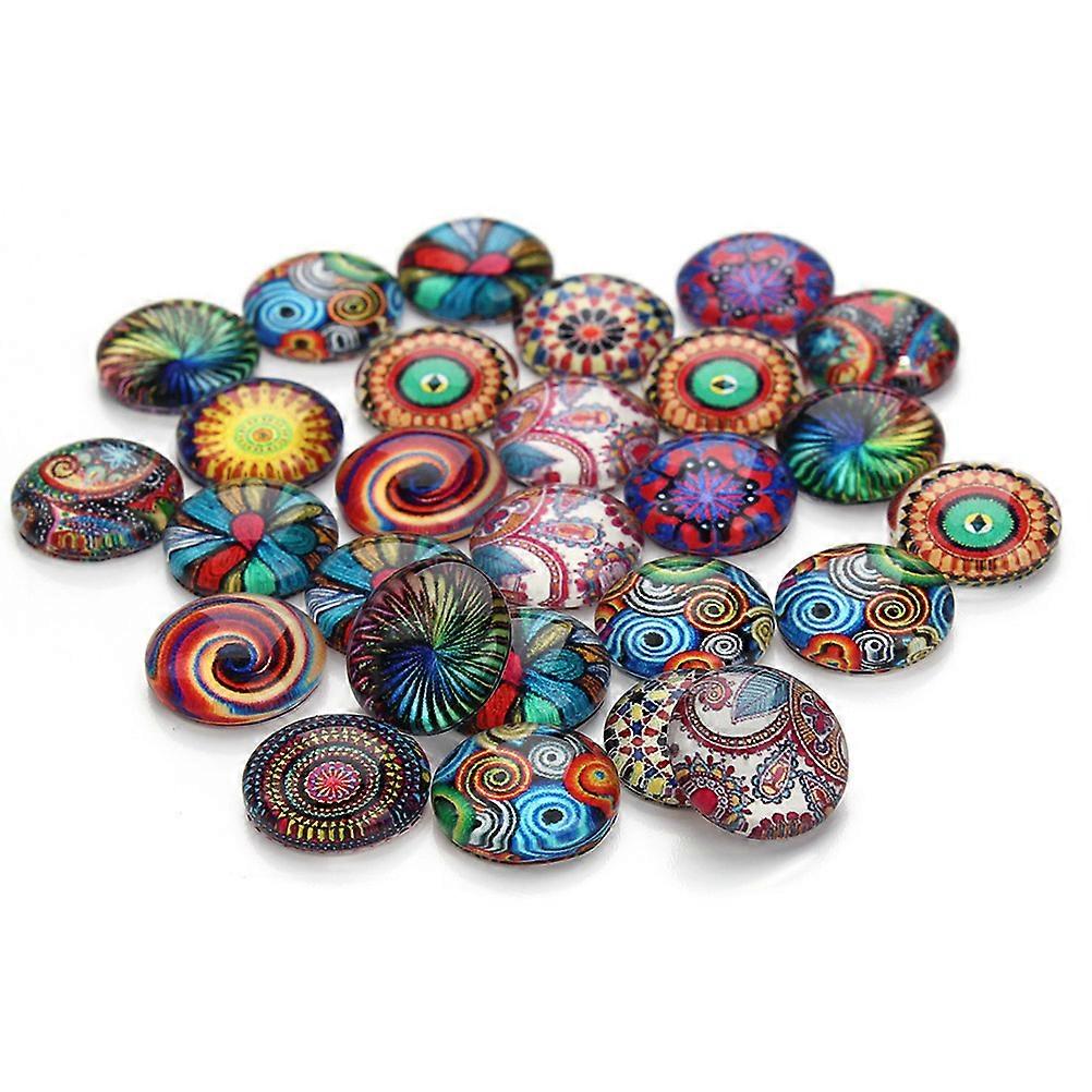 Glass Patch DIY Ethnic Pattern for Jewelry Making 30Pcs Pack