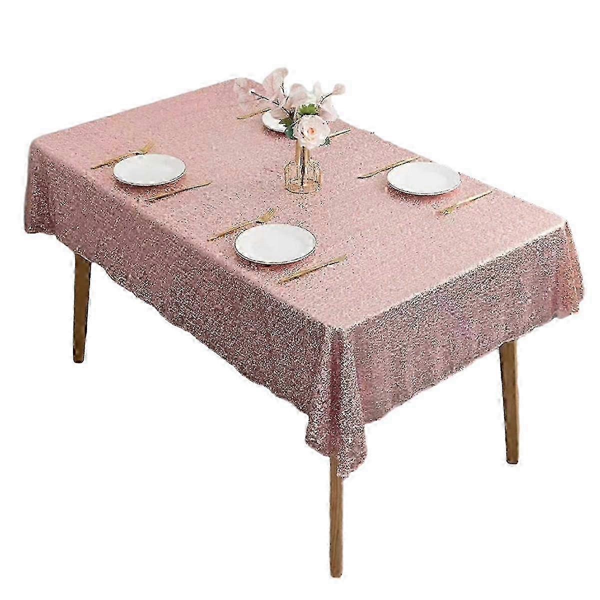 25-26 Silver Sequin Rectangular Tablecloth, Wedding Sequin Linen Tablecloth Set