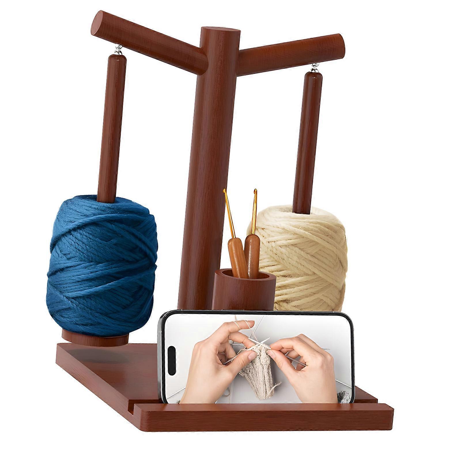 Wood Craft Storage Unit That with Phone Mount Two Spindles For Colorful Projects And Tutorials Multicolor