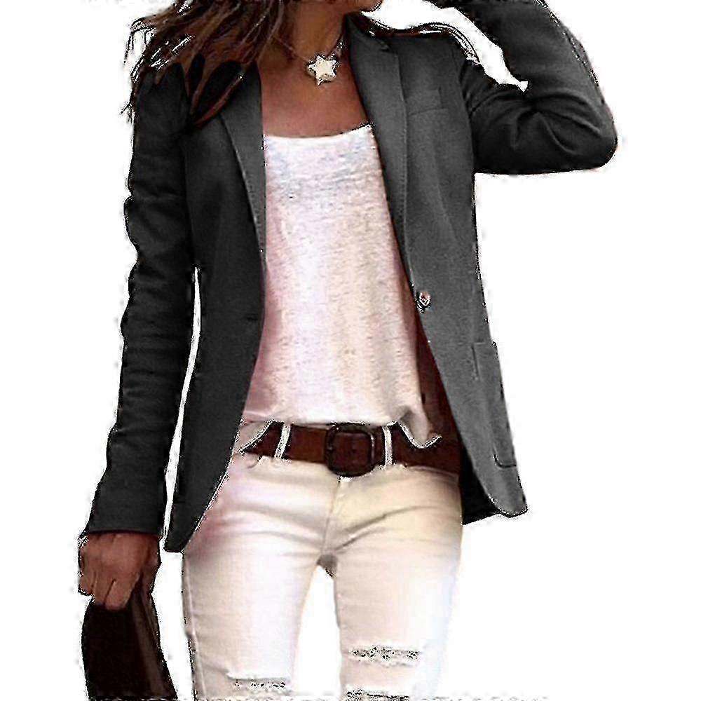 Ladies Work Office Lapel Jacket Suit Blazer One Button
