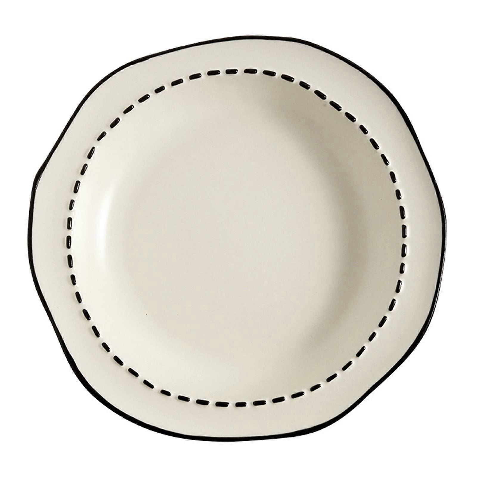 Cream Ceramic Dinner Plate 23cm, Irregular Shape, Microwave Dishwasher Oven Safe Tableware