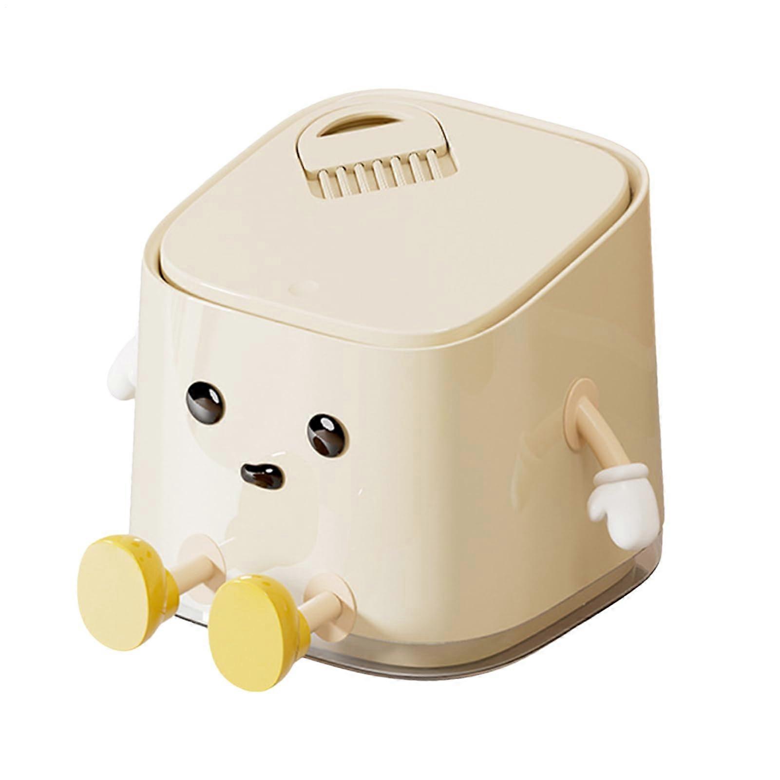 Desktop Trash Can with PushOpen Lid, Compact OdorProof Mini Bin for Kitchen Bedroom Office