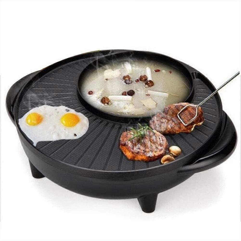 2 in 1 Electric Hot Pot Grill with Adjustable Temperature, NonStick Surface, Large Capacity