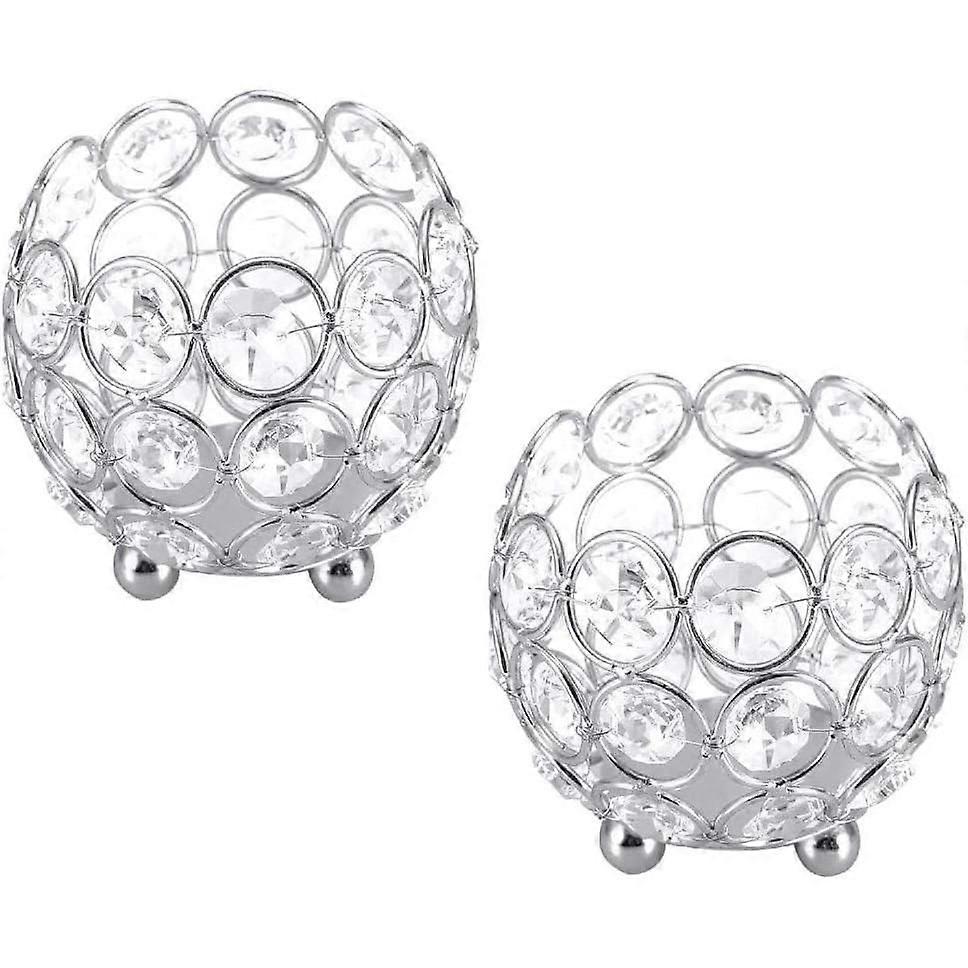 Silver crystal bowl-shaped candle holder for wedding table