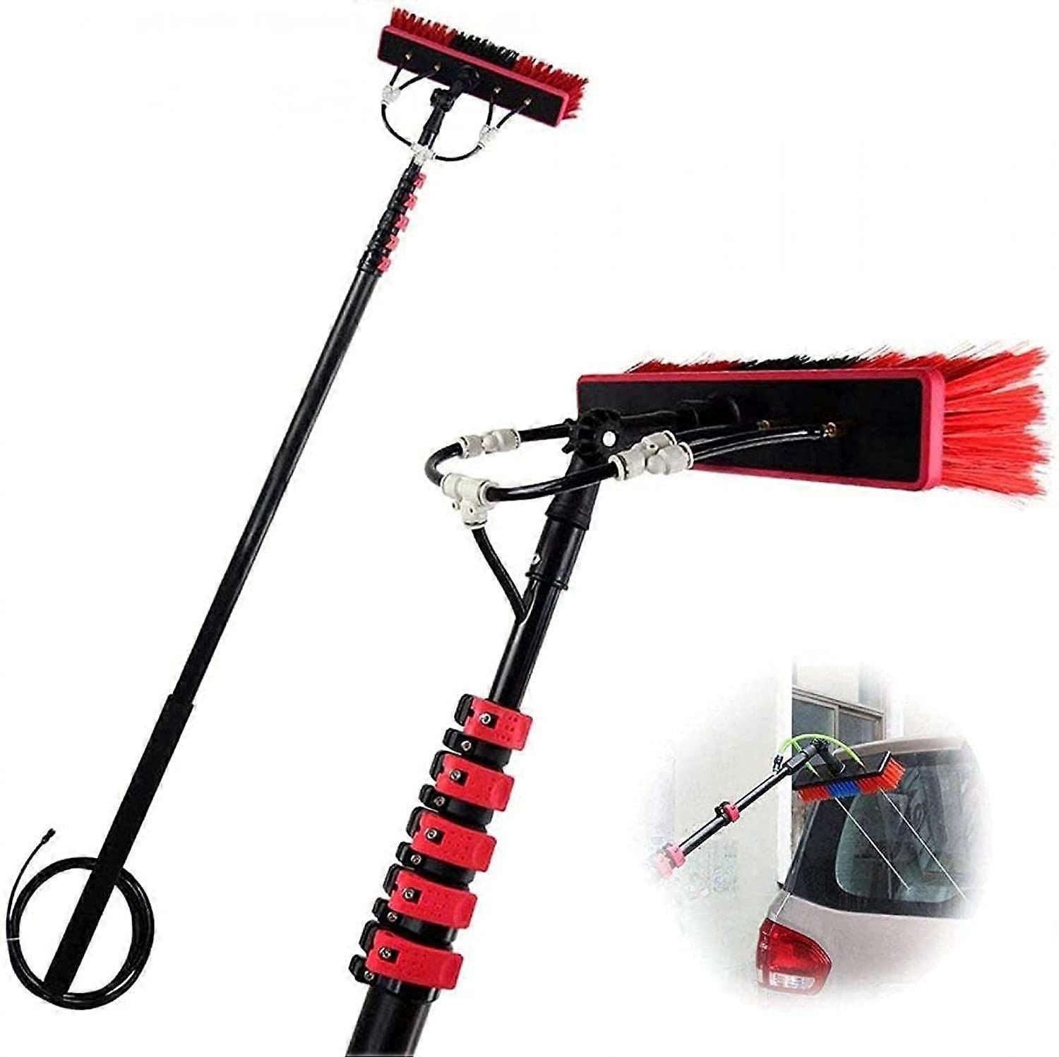 10.8m Water Fed Pole Window Cleaning Kit with Soft Scratch Brush for Solar Panels